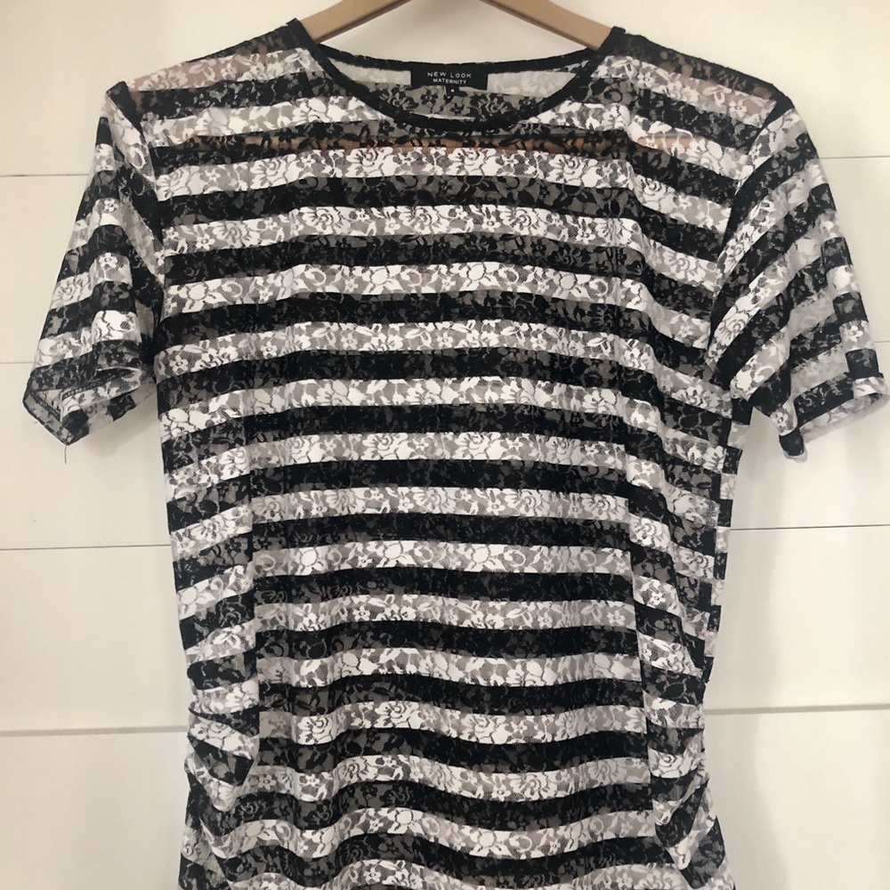 Black and White Sheer Maternity Top